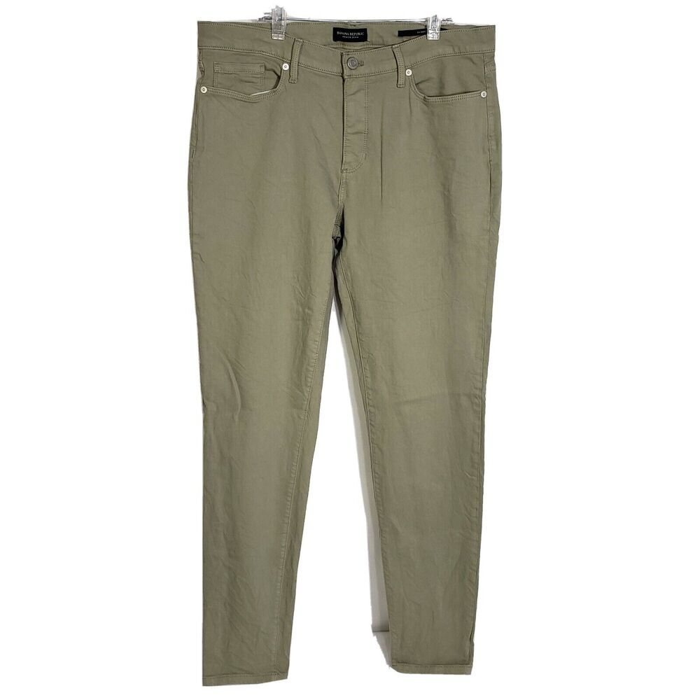 Banana Republic Womens Jeans Sz 30L Skinny Stretch Green Mid Rise Premium Denim